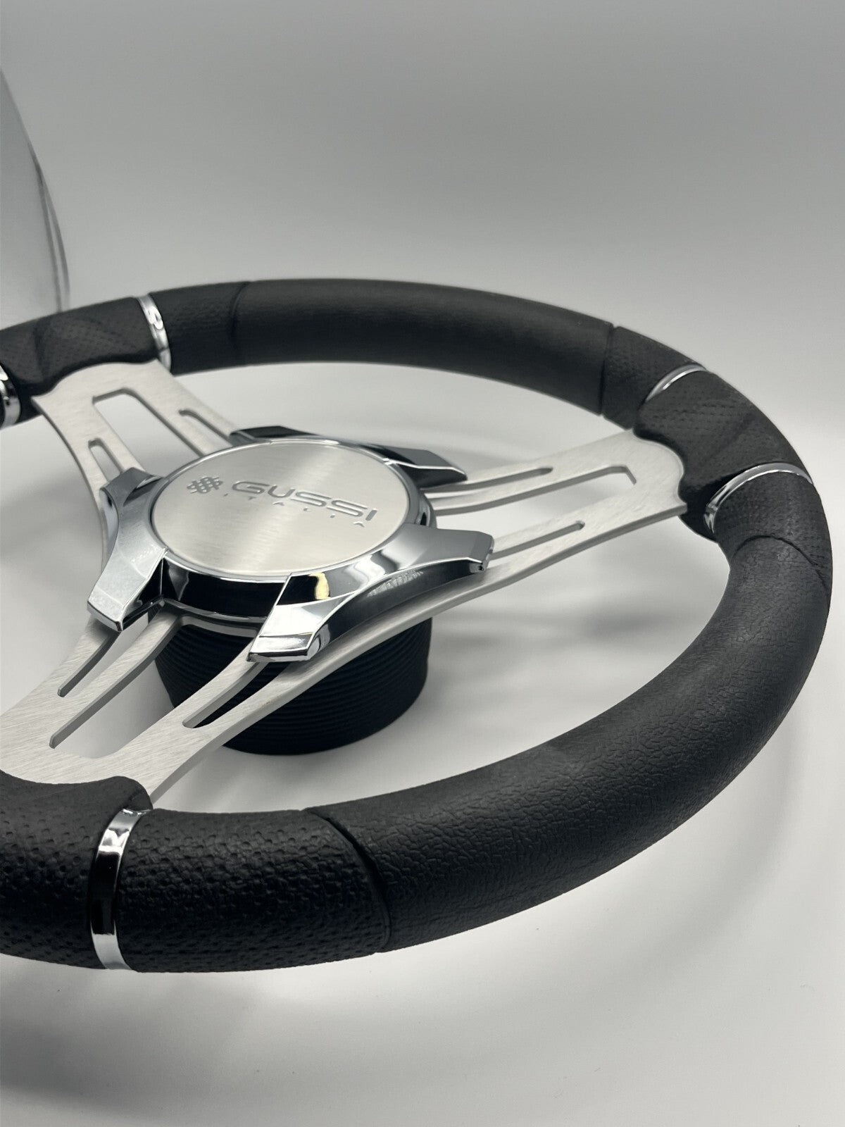 Verona Boat Steering Wheel Gray Brushed Aluminum Spokes | Gussi Italia