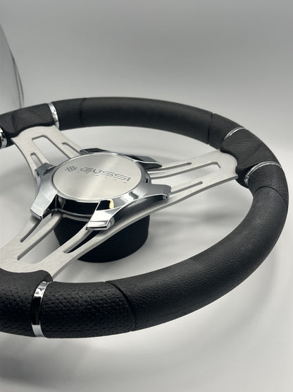 Verona Boat Steering Wheel Gray Brushed Aluminum Spokes | Gussi Italia
