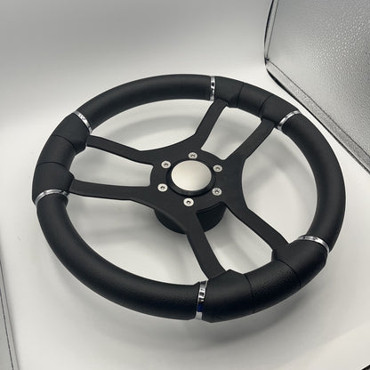 Malera Boat Steering Wheel Black Aluminum Spokes | Blank Snap-in