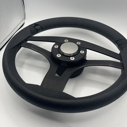 Badia Boat Steering Wheel Brushed Black Aluminum Spokes | Blank Snap-in