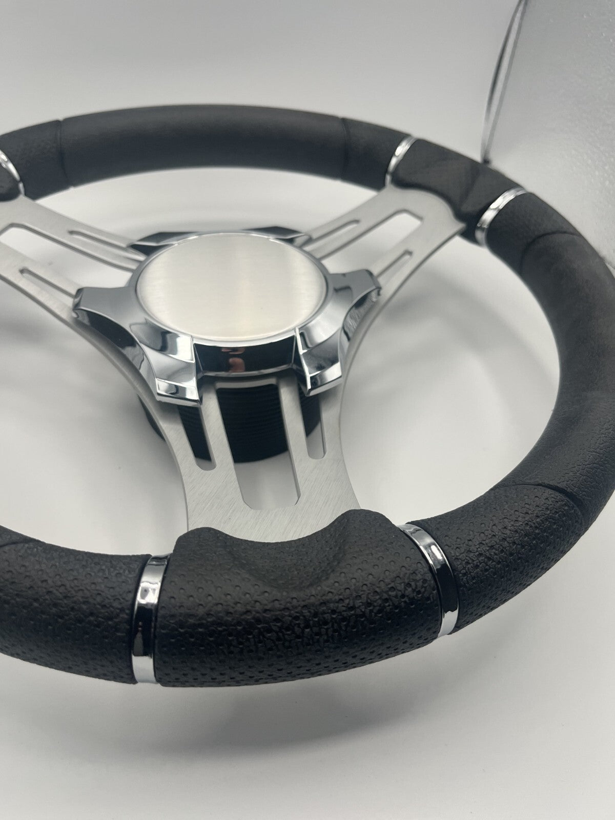 Verona Boat Steering Wheel Gray Brushed Aluminum Spokes