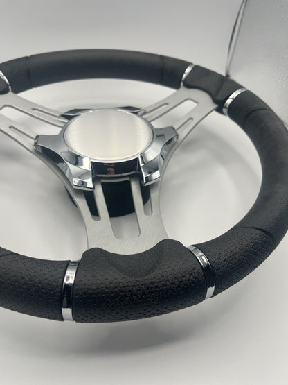 Verona Boat Steering Wheel Gray Brushed Aluminum Spokes