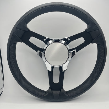 Gussi Italia Boat Model 15 Steering Wheel Black Brushed Alum Spokes |Plain