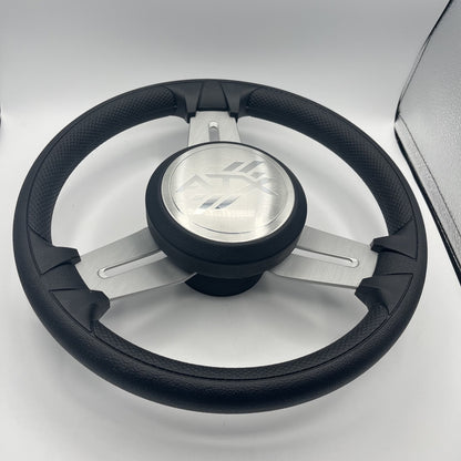 Model 15 Marine Steering Wheel Brush Alum Spokes | ATX Boats Logo