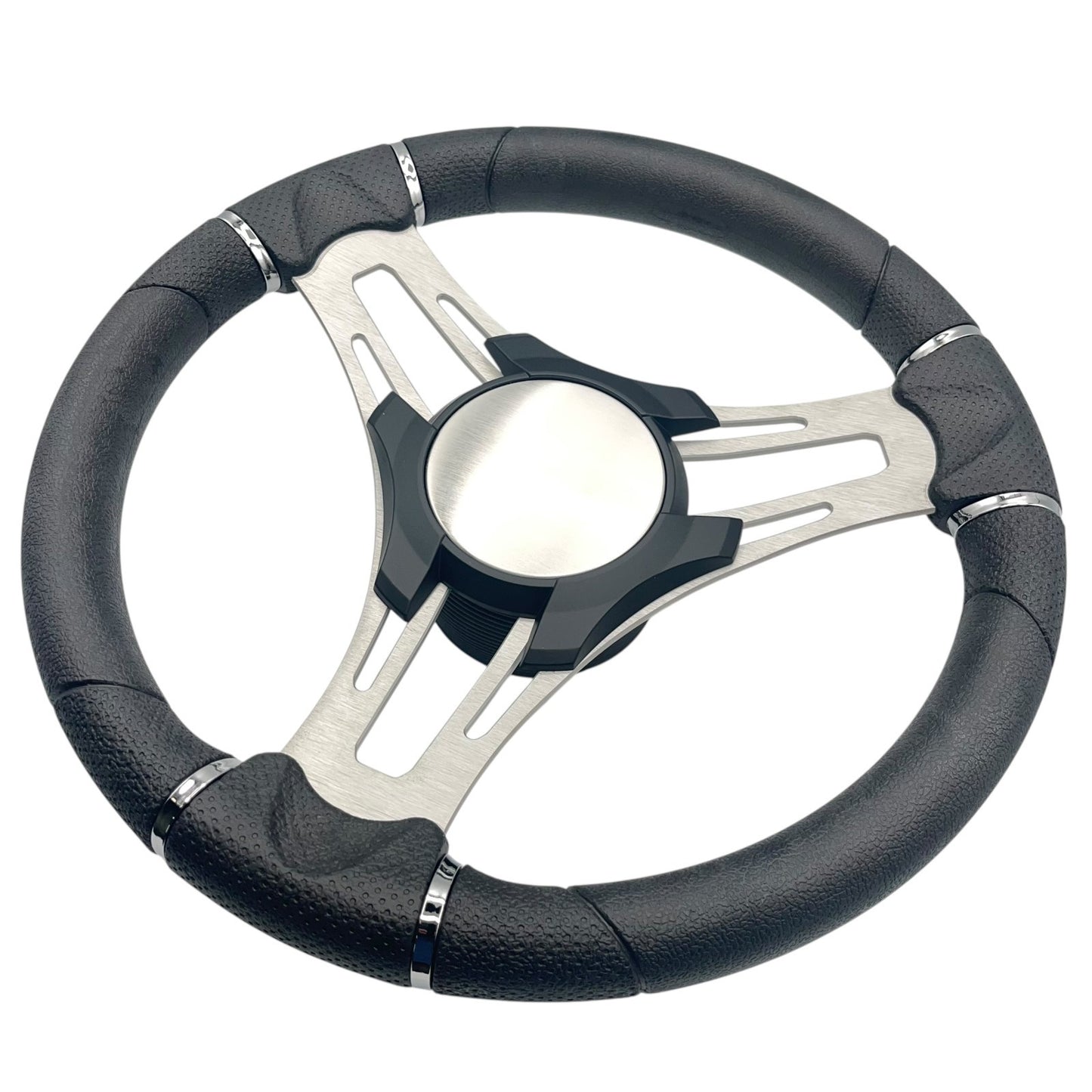 Verona Boat Steering Wheel Gray Brushed Aluminum Spokes | Plain