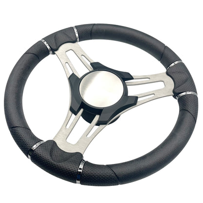 Verona Boat Steering Wheel Gray Brushed Aluminum Spokes | Plain