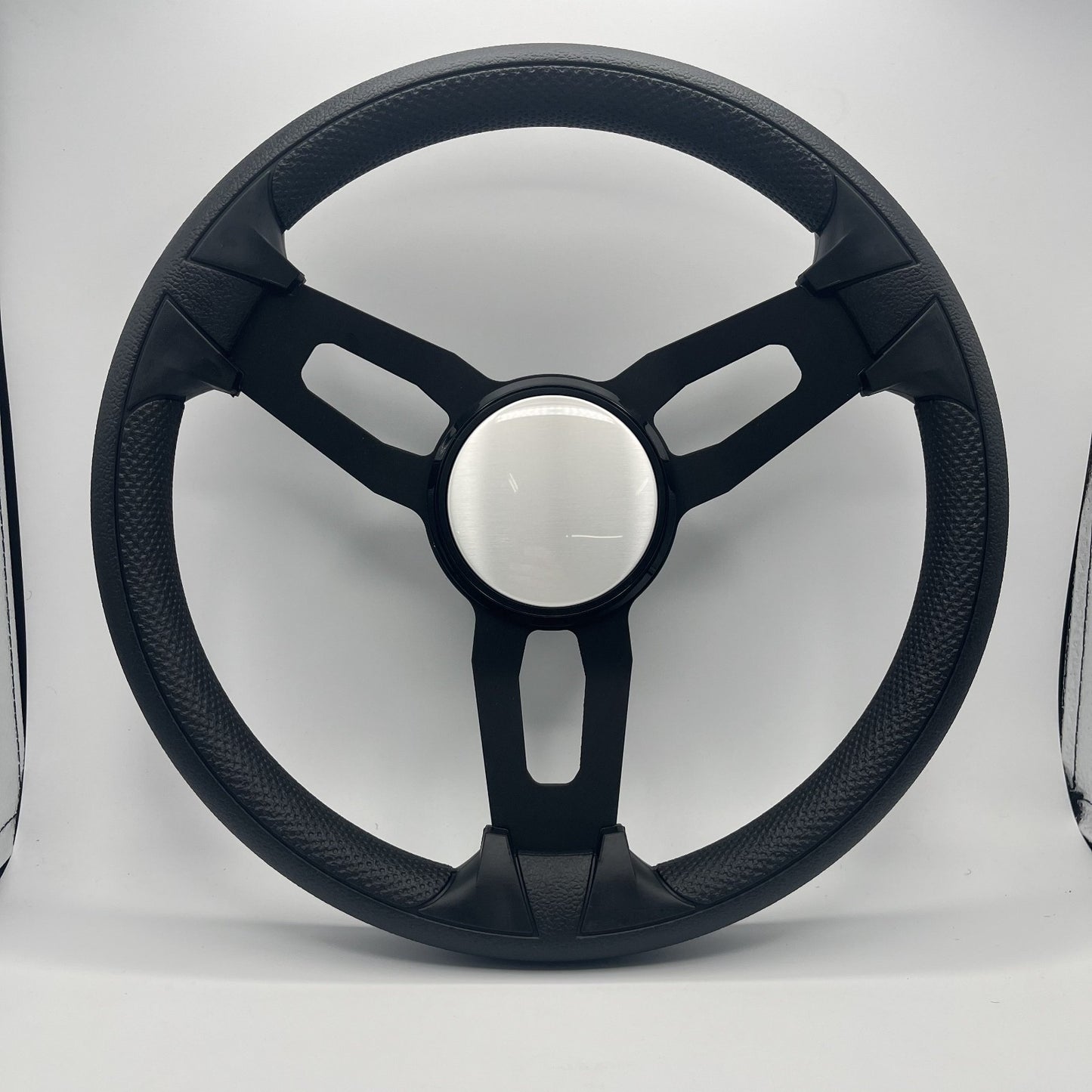 Gussi Italia Boat Model 15 Steering Wheel Black Brushed Alum Spokes | Plain