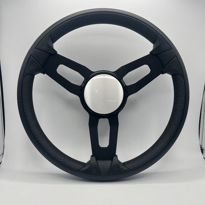 Gussi Italia Boat Model 15 Steering Wheel Black Brushed Alum Spokes | Plain