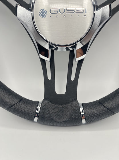 Gussi Italia Boat Steering Wheel Black Brushed Alum Spokes | Gussi Italia