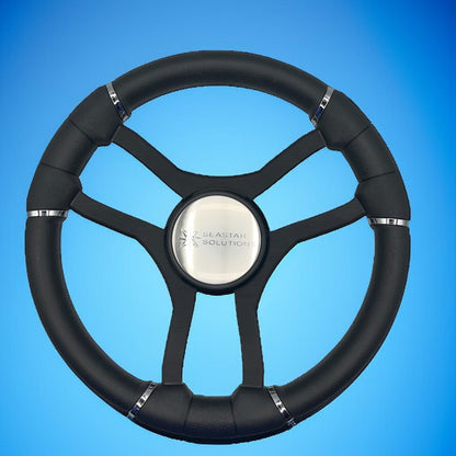 Malera Boat Steering Wheel Black Aluminum Spokes | Seastar Solutions