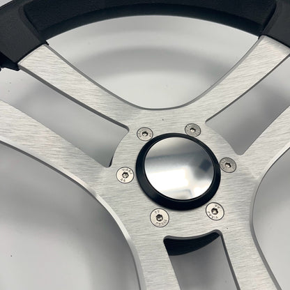 Benaco Boat Steering Wheel Brushed Aluminum Spokes | Blank Snap-in