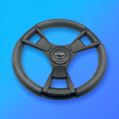 Model M13K Black Boat Steering Wheel KEY HUB Soft Touch Rim ABS Spokes