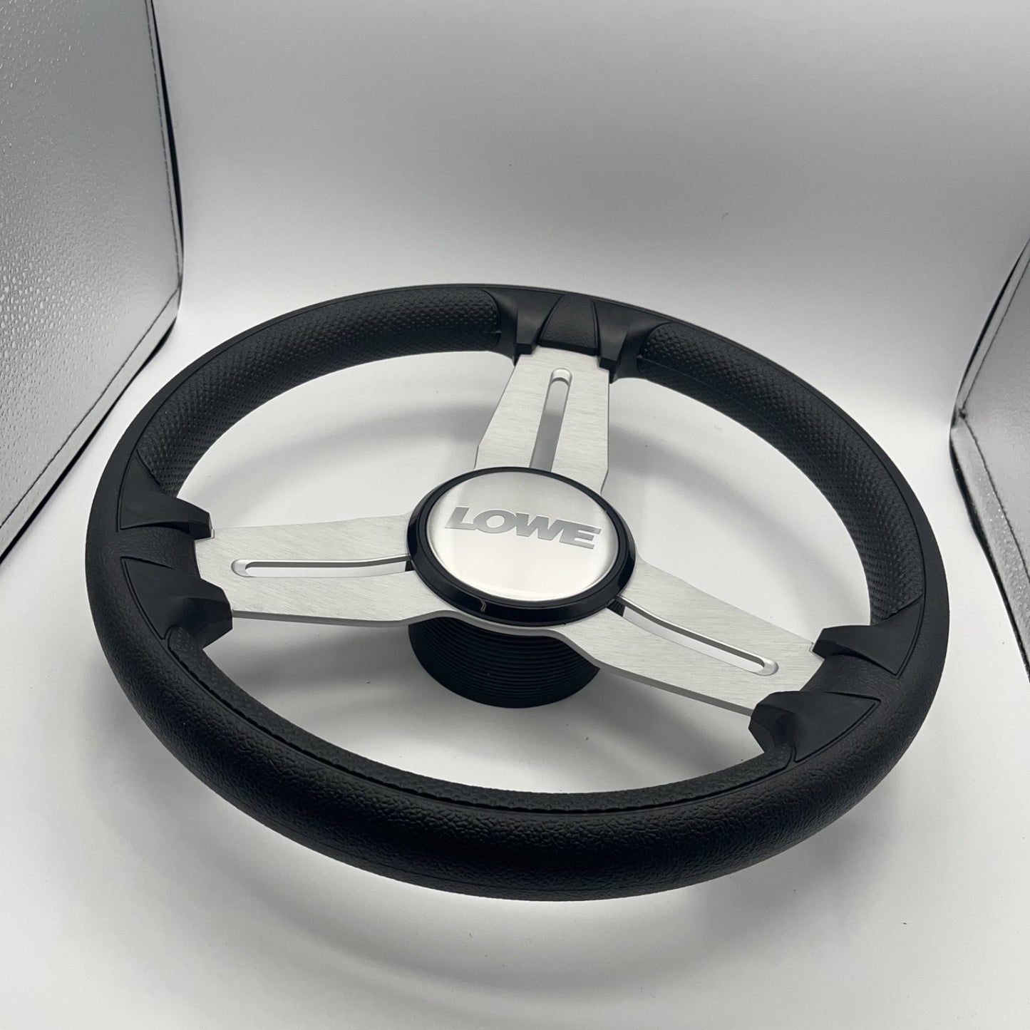 Model 15A Marine Steering Wheel Brushed Alum Spokes | Lowe Boats Cap