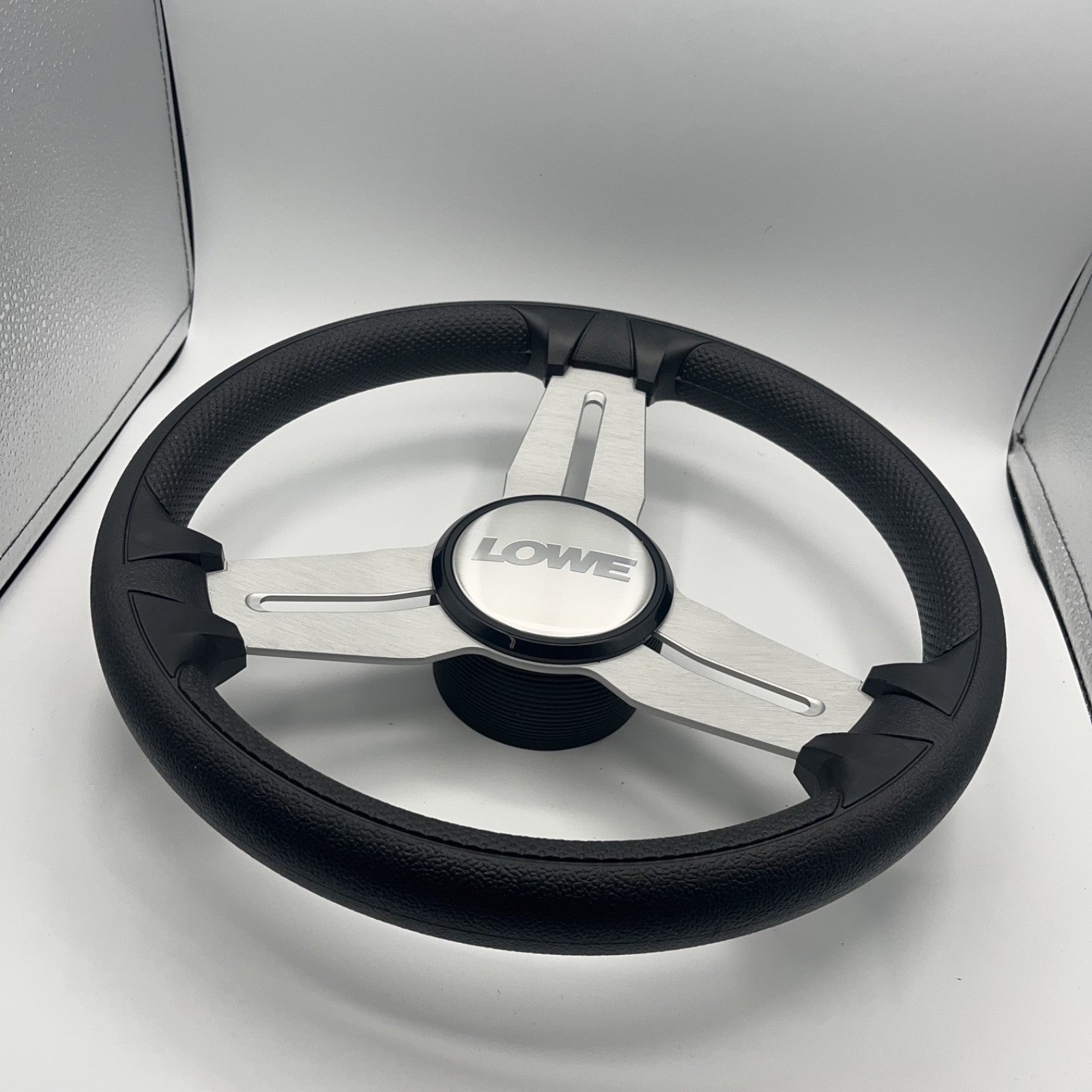 Model 15A Marine Steering Wheel Brushed Alum Spokes | Lowe Boats Cap