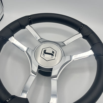 Malera Boat Steering Wheel Chrome Spokes | Harris Kayot Gray Star
