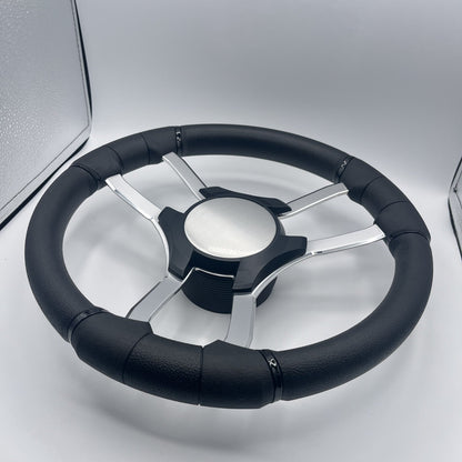 Malera Boat Steering Wheel Chrome Spokes | Blank Black Star