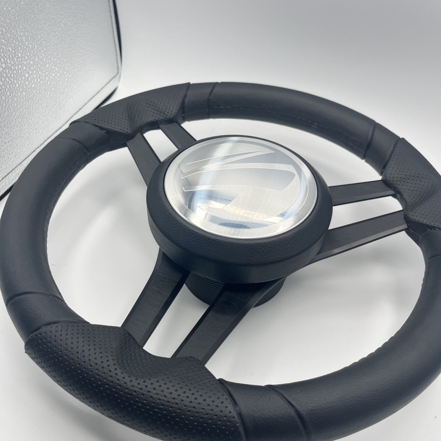 Molinara Marine Steering Wheel Black Brushed Aluminum Spokes | Tige
