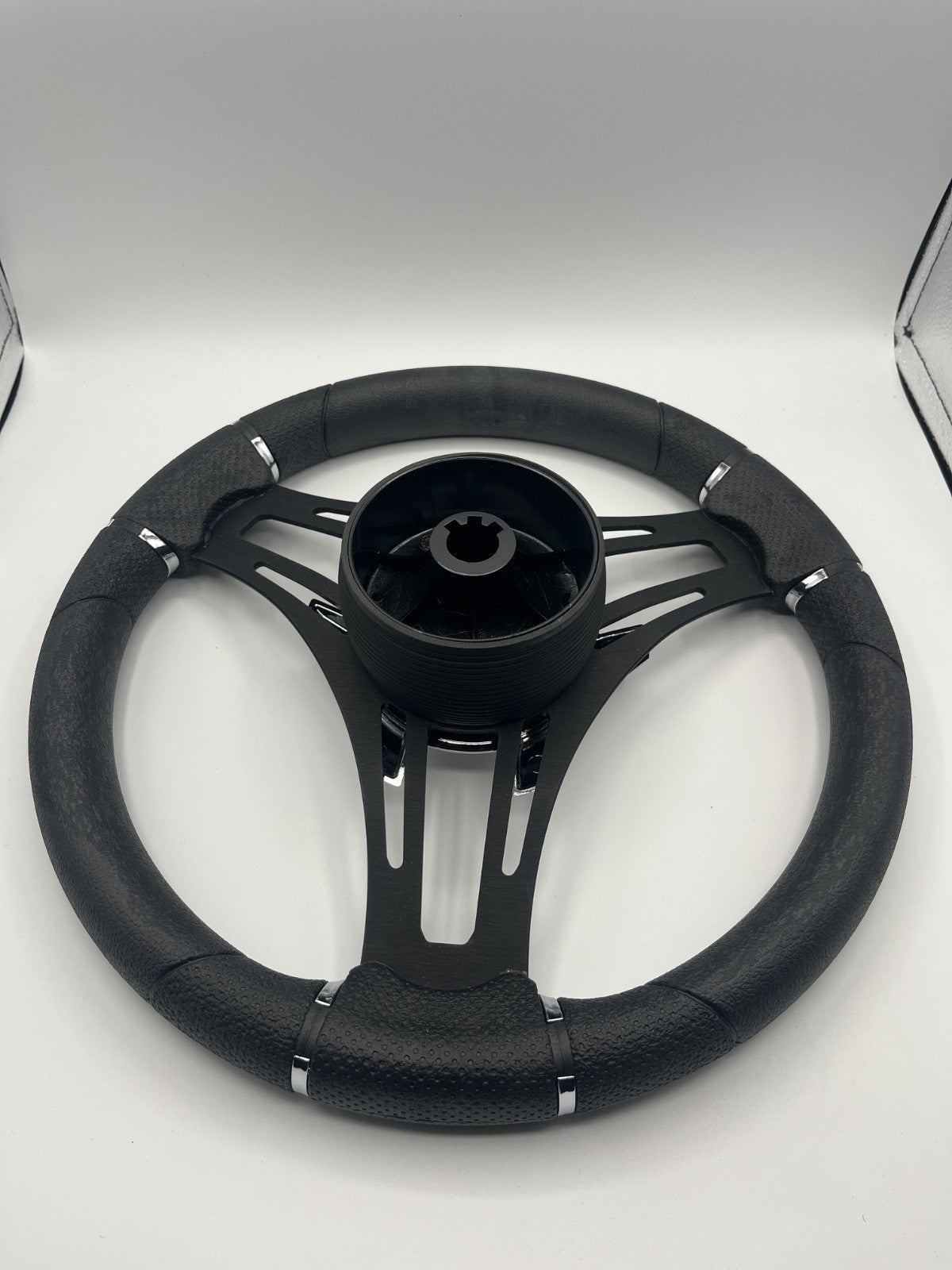 Gussi Italia Boat Steering Wheel Black Brushed Alum Spokes | Gussi Italia