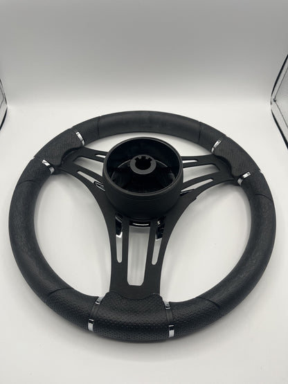 Gussi Italia Boat Steering Wheel Black Brushed Alum Spokes | Gussi Italia