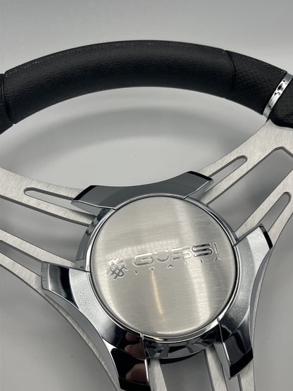 Verona Boat Steering Wheel Gray Brushed Aluminum Spokes | Gussi Italia