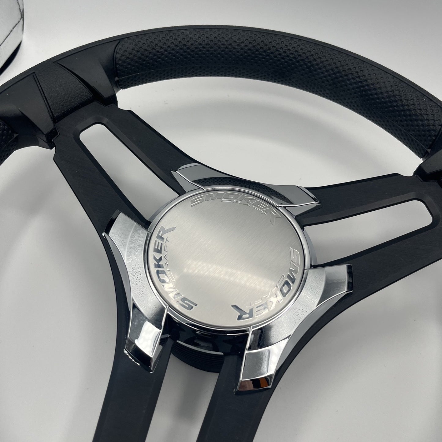 Gussi Italia Marine Steering Wheel Black Brush Metal Spokes | Smokercraft