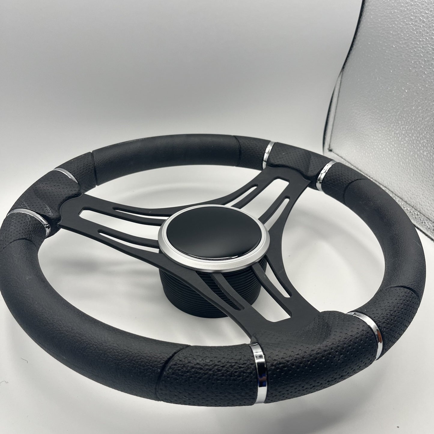 Gussi Italia Boat Steering Wheel Black Brushed Alum Spokes | Black Dome