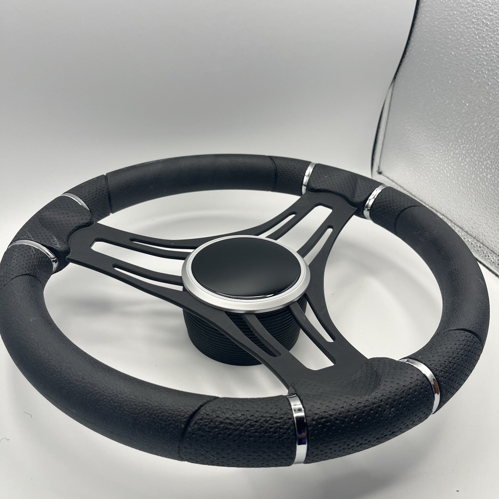 Gussi Italia Boat Steering Wheel Black Brushed Alum Spokes | Black Dome