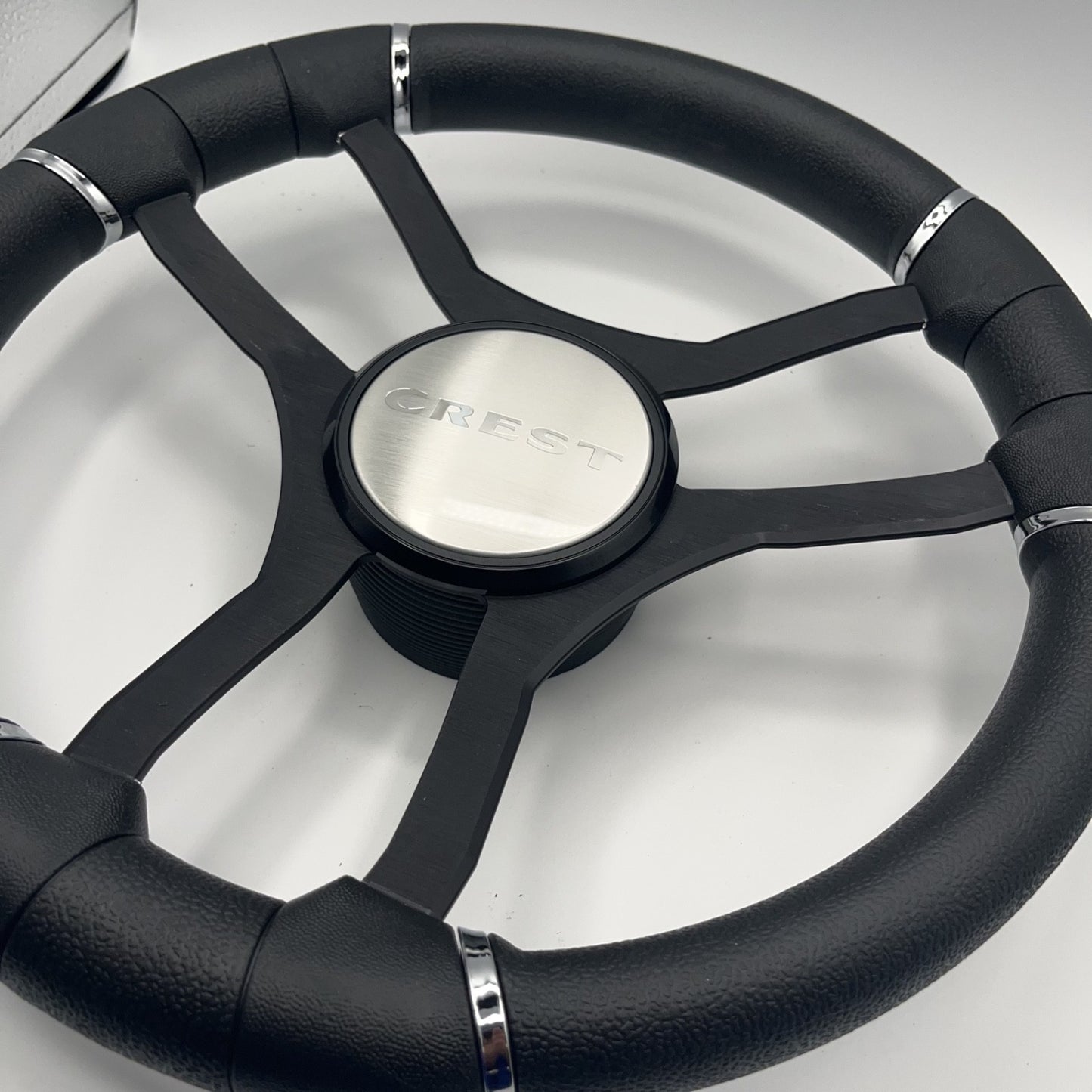 Malera Boat Steering Wheel Black Aluminum Spokes | Crest Boats