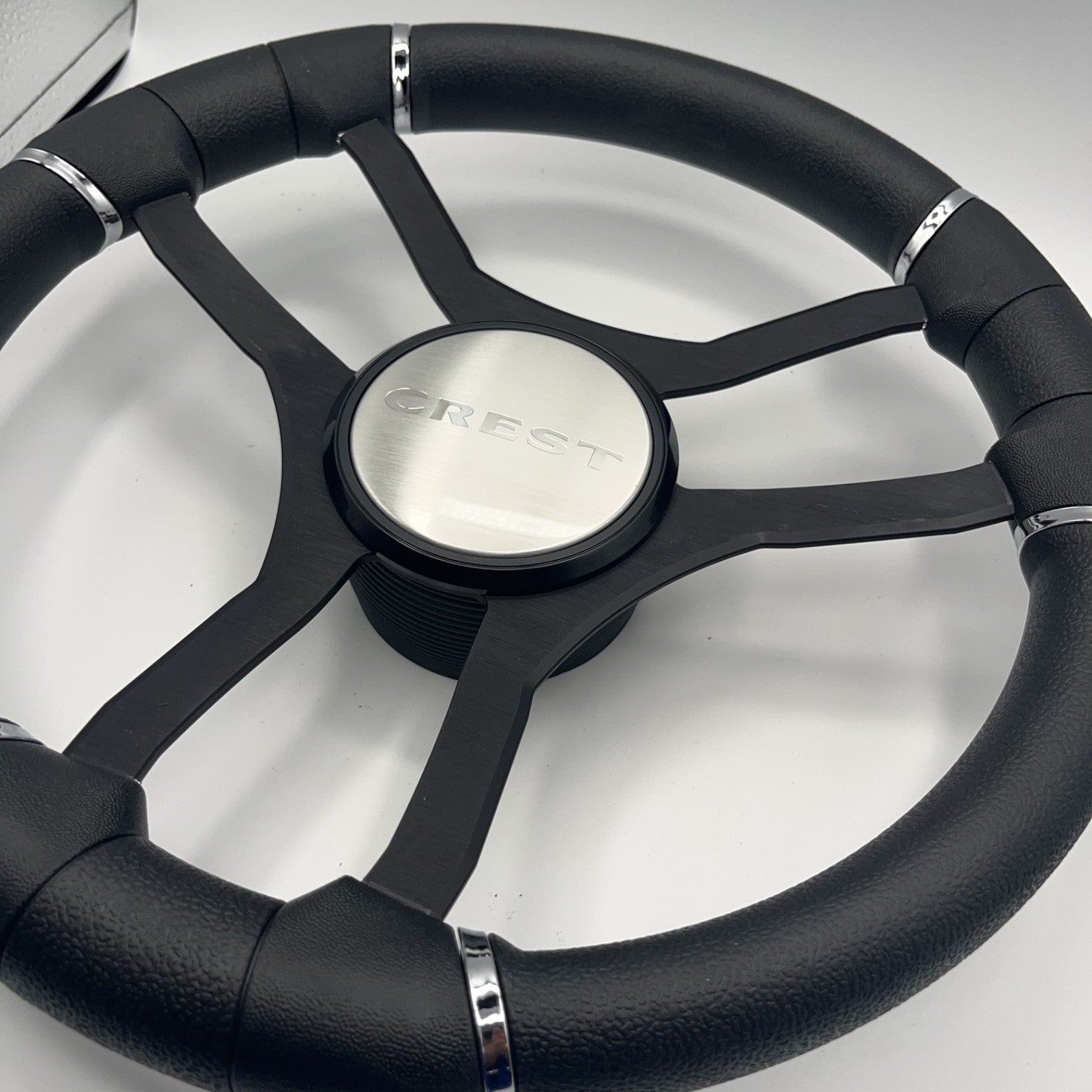 Malera Boat Steering Wheel Black Aluminum Spokes | Crest Boats