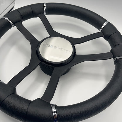 Malera Boat Steering Wheel Black Aluminum Spokes | Crest Boats