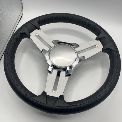 Model 15A Marine Steering Wheel Brushed Alum Spokes | Chrome Blank Cap