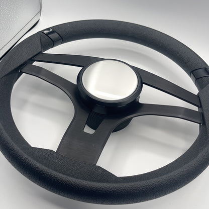 Badia Boat Steering Wheel Brushed Black Aluminum Spokes - Plain