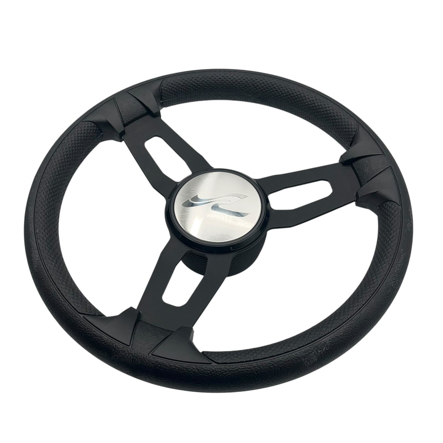 Model 15 Marine Steering Wheel Black Brushed Aluminum Spokes | SeaRay