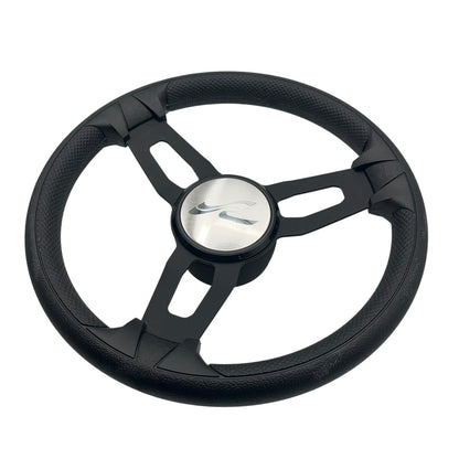 Model 15 Marine Steering Wheel Black Brushed Aluminum Spokes | SeaRay