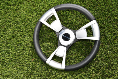 Model M13B Black & Silver Steering Wheel fits CLUB CAR PRECEDENT Golf Carts