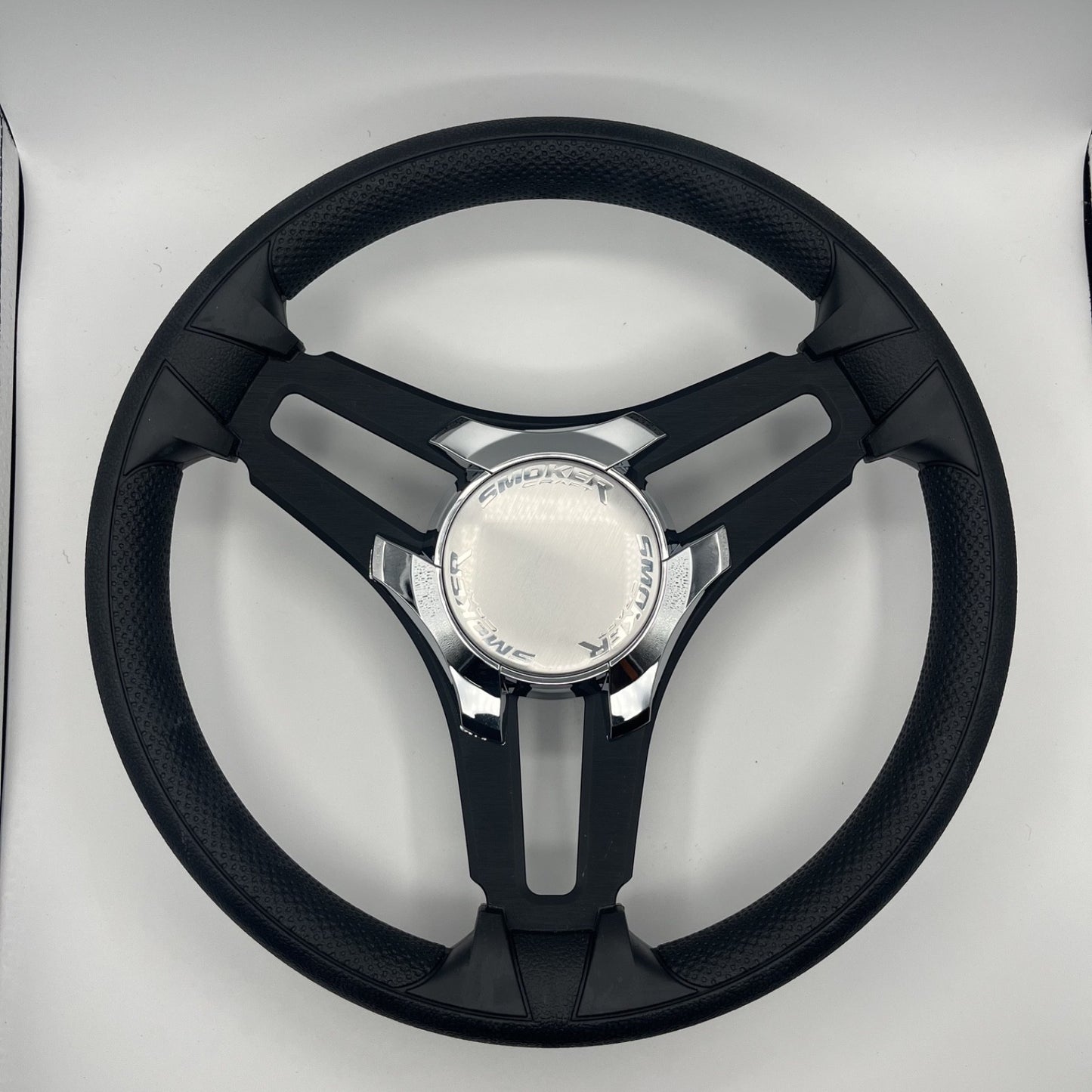 Gussi Italia Marine Steering Wheel Black Brush Metal Spokes | Smokercraft