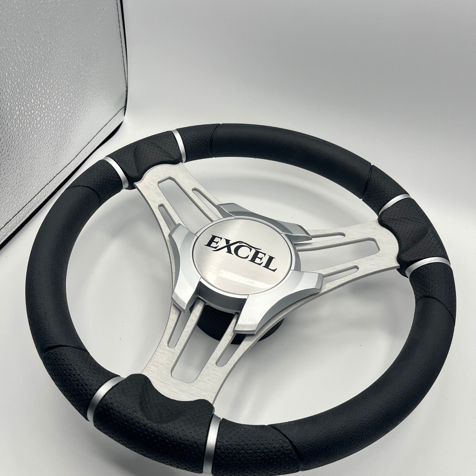 Verona Boat Steering Wheel Silver Brushed Aluminum Spokes | Excel Boats