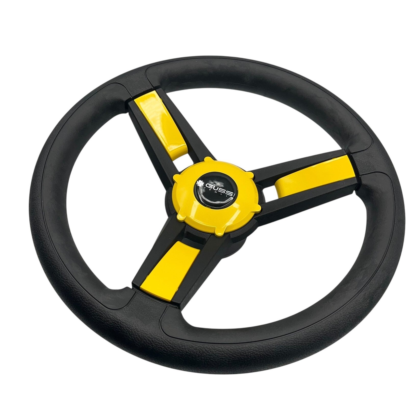 Giazza Golf Cart Steering E-Z-GO HUB Soft Touch Rim ABS Spokes - Yellow Inserts