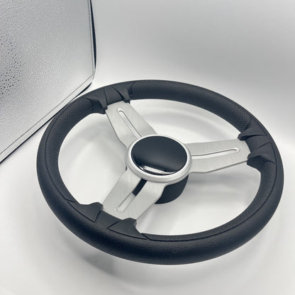 Model 15 Marine Steering Wheel Brush Alum Spokes | Black Dome