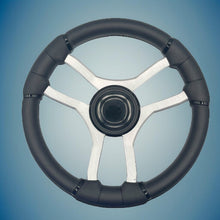 Malera Boat Steering Wheel Brushed Aluminum Spokes | LG Black Snap-in