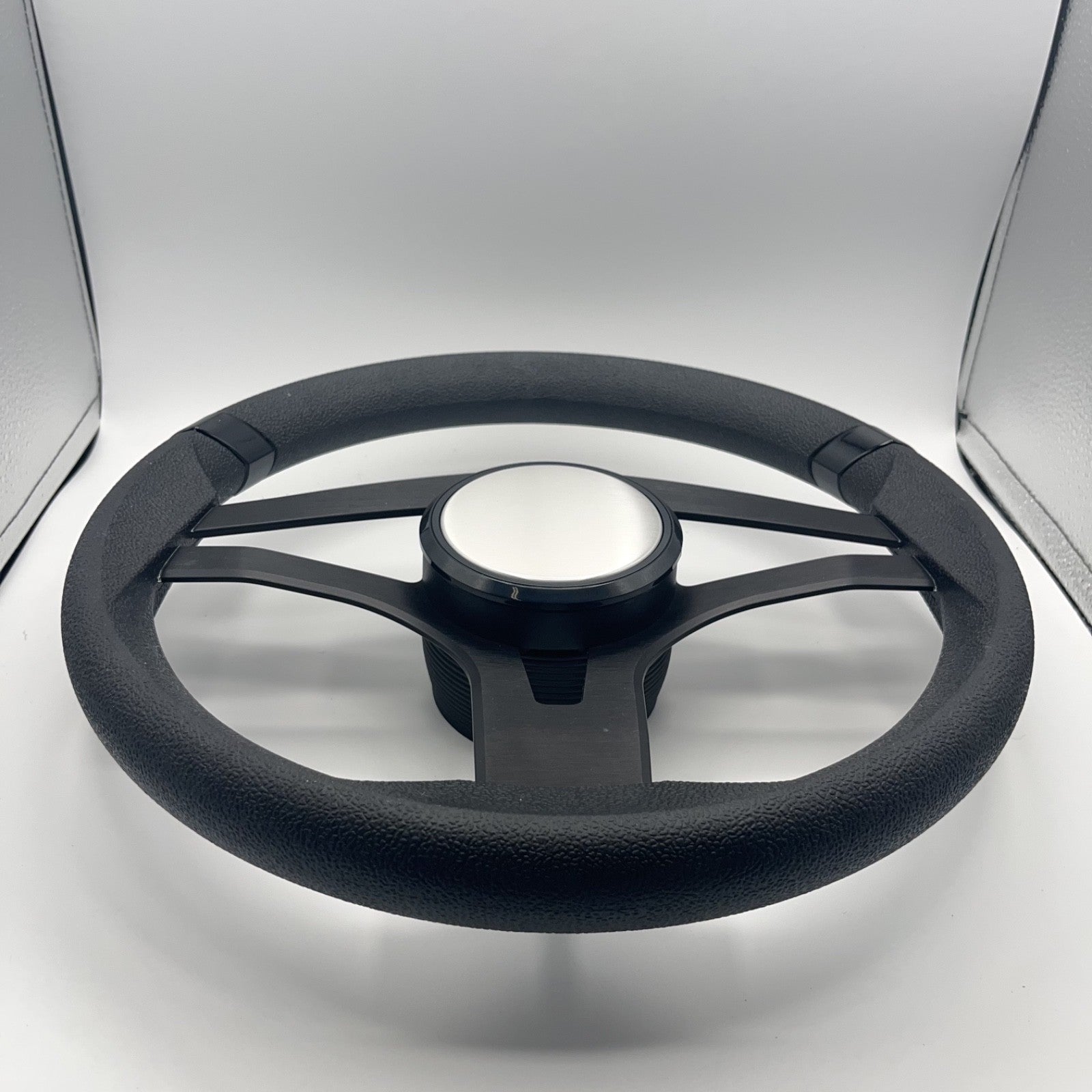 Badia Boat Steering Wheel Brushed Black Aluminum Spokes - Plain