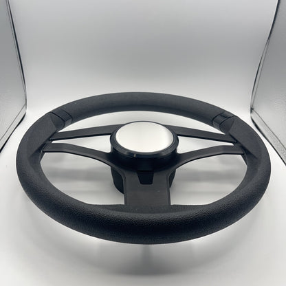 Badia Boat Steering Wheel Brushed Black Aluminum Spokes - Plain