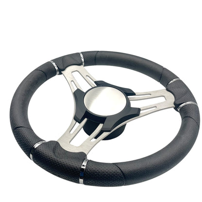 Verona Boat Steering Wheel Gray Brushed Aluminum Spokes | Plain