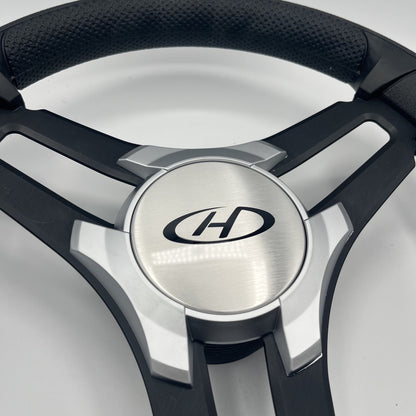 Gussi Italia Marine Steering Wheel Black Brush Metal Spokes | Harris Kayot