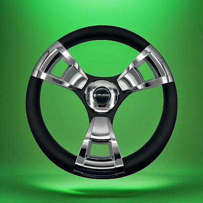 Model M13C Black & Chrome Steering Wheel fits all CLUB CAR DS Golf Carts