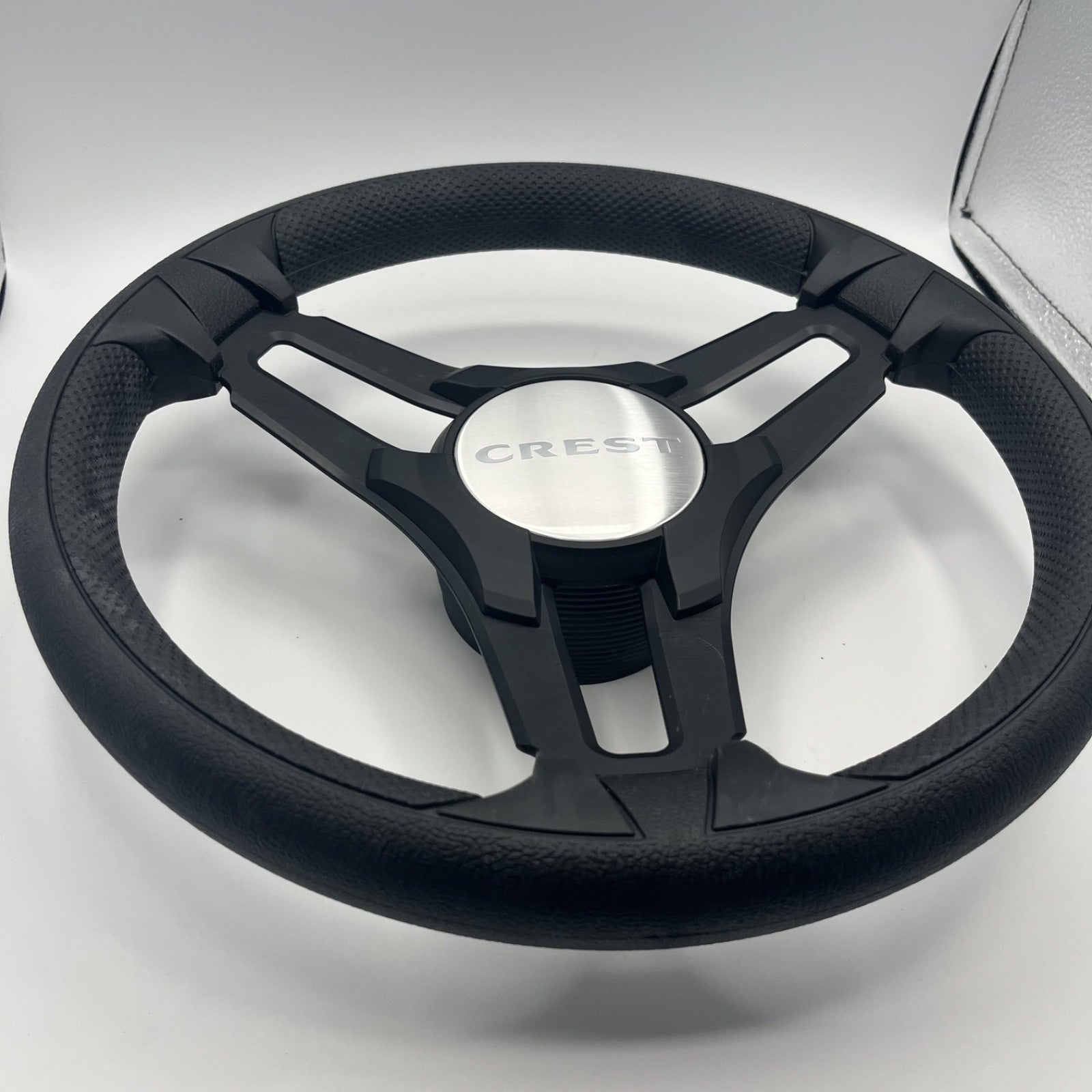Gussi Italia Marine Steering Wheel Black Brush Metal Spokes | Crest
