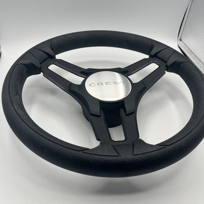 Gussi Italia Marine Steering Wheel Black Brush Metal Spokes | Crest