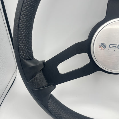 Gussi Italia Model 15 Steering Wheel Blk Brushed Alum Spokes | Silver Gussi Logo