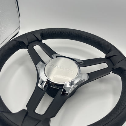 Gussi Italia Marine Steering Wheel Black Brush Metal Spokes | Gussi Logo