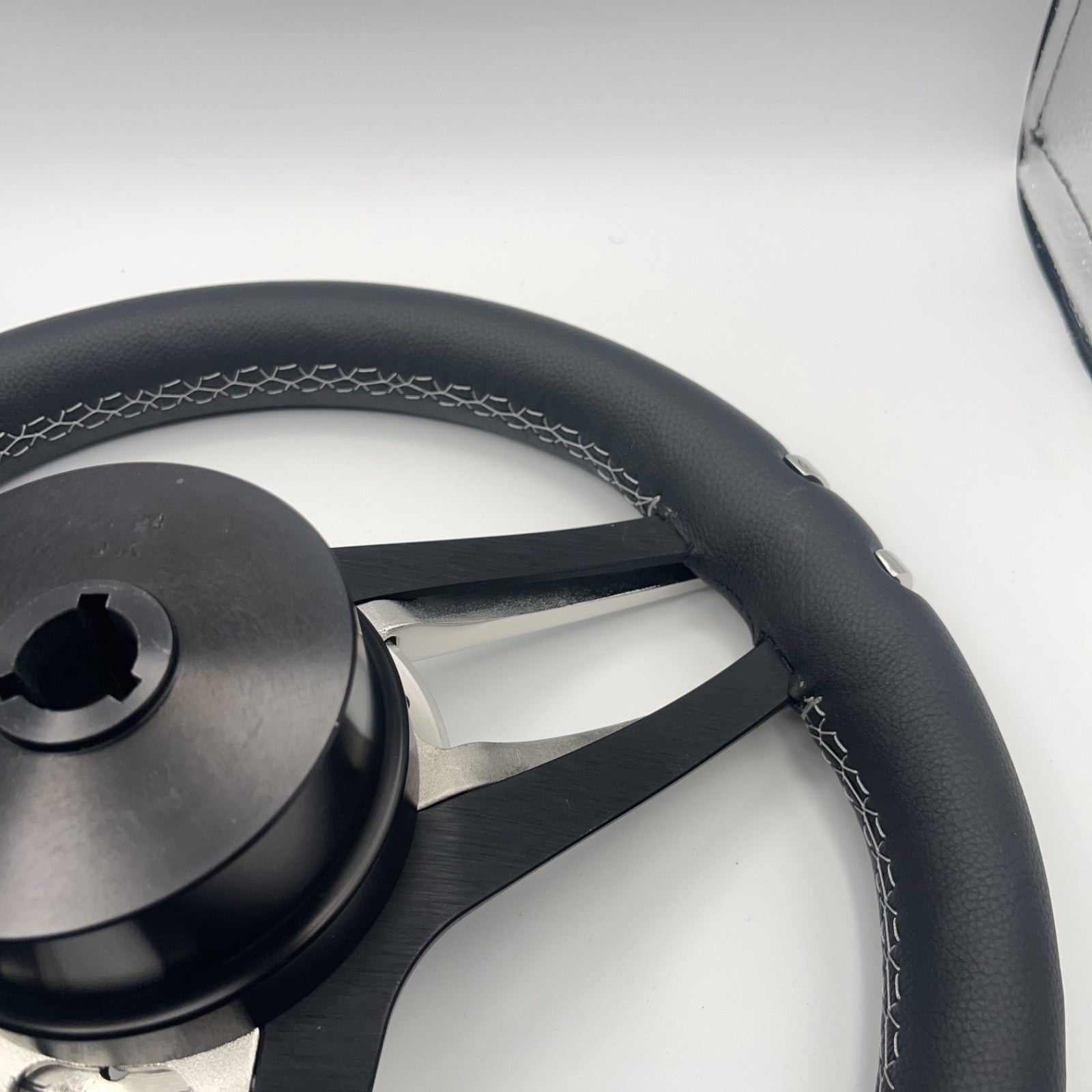 Gussi Italia Boat Steering Wheel Stainless Steel Spoke Leather Rim | APEX Boats